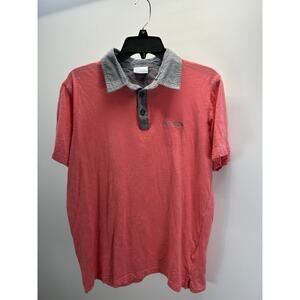 Columbia Polo Shirt Men's XL Salmon/Grey Collar Short Sleeve Cotton Pullover